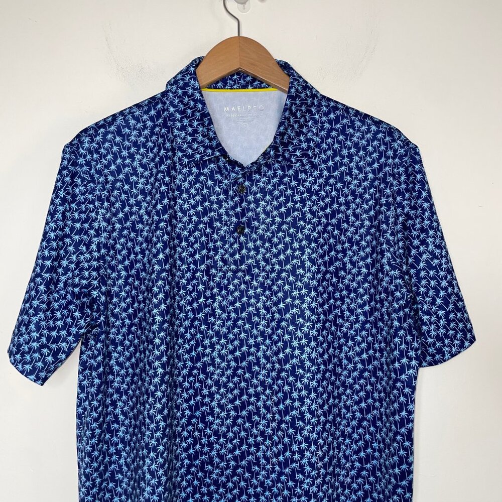 Mackage Men's Navy Palm-Print Polo